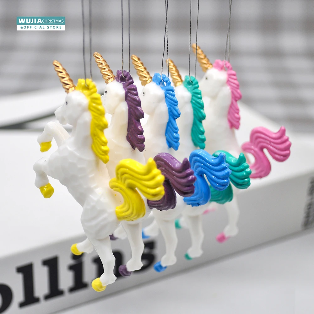 Christmas Tree Hanging Pendants Pegasus Unicorn Oranments Artificial Doll Model Statue 5pcs For New Year Home Party Gift Navidad christmas decorations