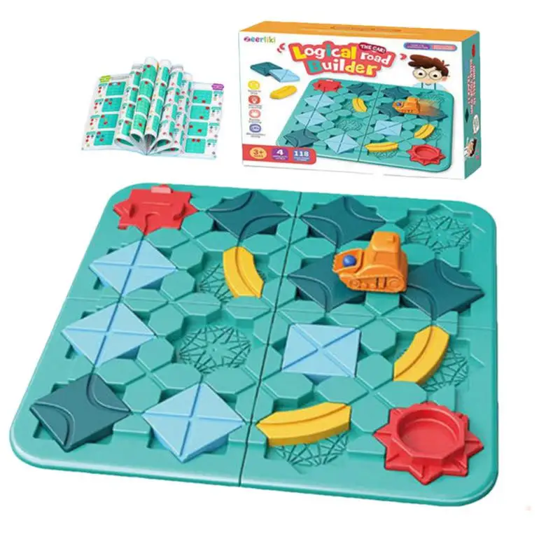 

Logical Road Builder Board Game Building Track Maze Brain Puzzle Toy Ages 4 Years 4 Levels 100 Skill Building Challenges Toys