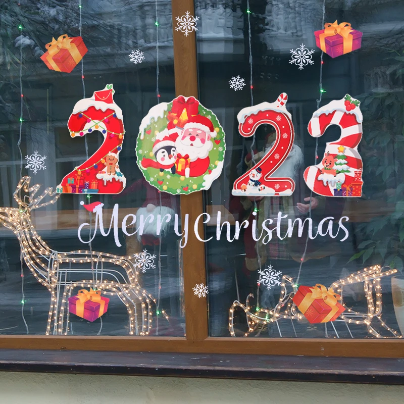1 pçs feliz natal papai noel janela adesivo de parede decoração de natal  para casa 2022 enfeites de natal natal ano novo 2023|Enfeites p/ árvore de  Natal| - AliExpress