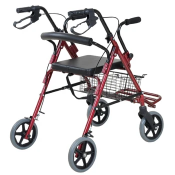 folding outdoor lightweight aluminium adults elderly walking aids frame foldable upright walker rollator with seat