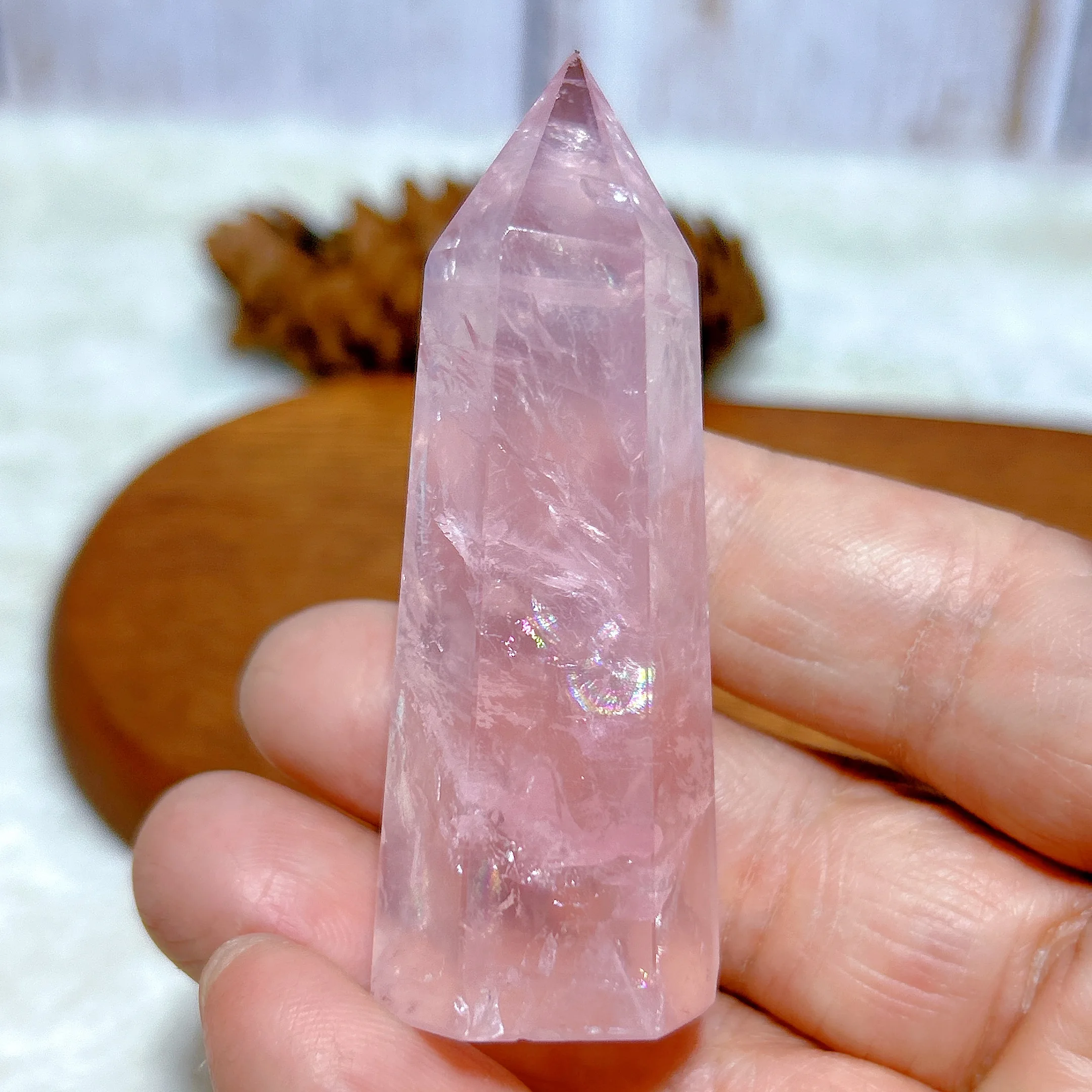 Natural Crystal Rose Quartz Tower Point High Quality Healing Gemstones Mineral Energy Reiki Home Decorations Gift 5
