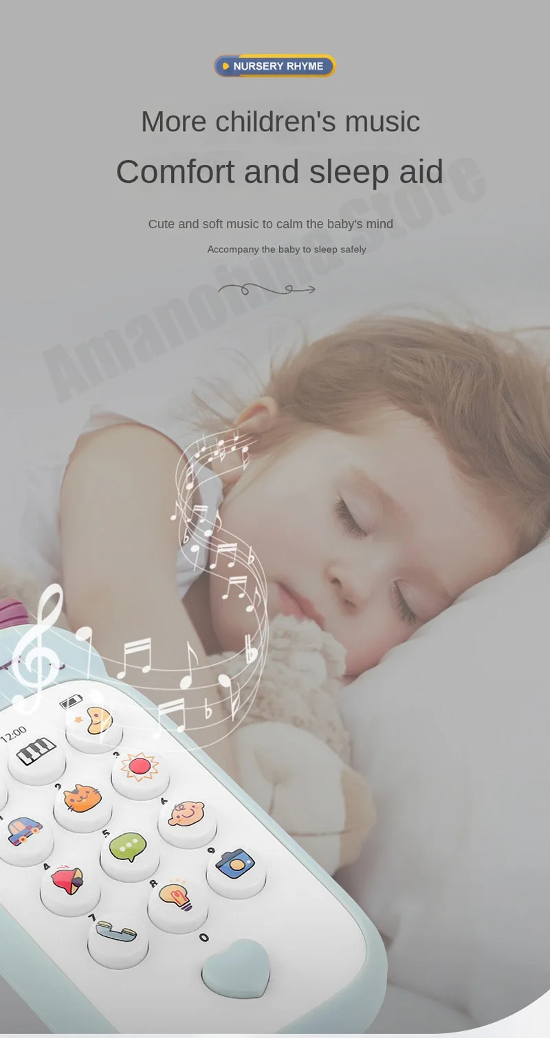 Baby Phone Toy Music Sound Telephone Sleeping Toys With Teether Simulation Phone Kids Infant Early Educational Toy Kids Gifts 6