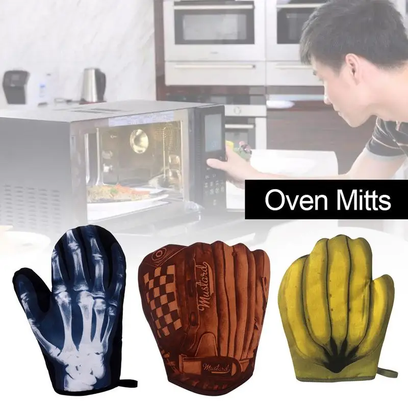 

Oven Mittens Heat Insulation Baking Mitts Cooking Gloves For Cooking Baking Grilling Casserole Hot Pot Holders With 3D Printing