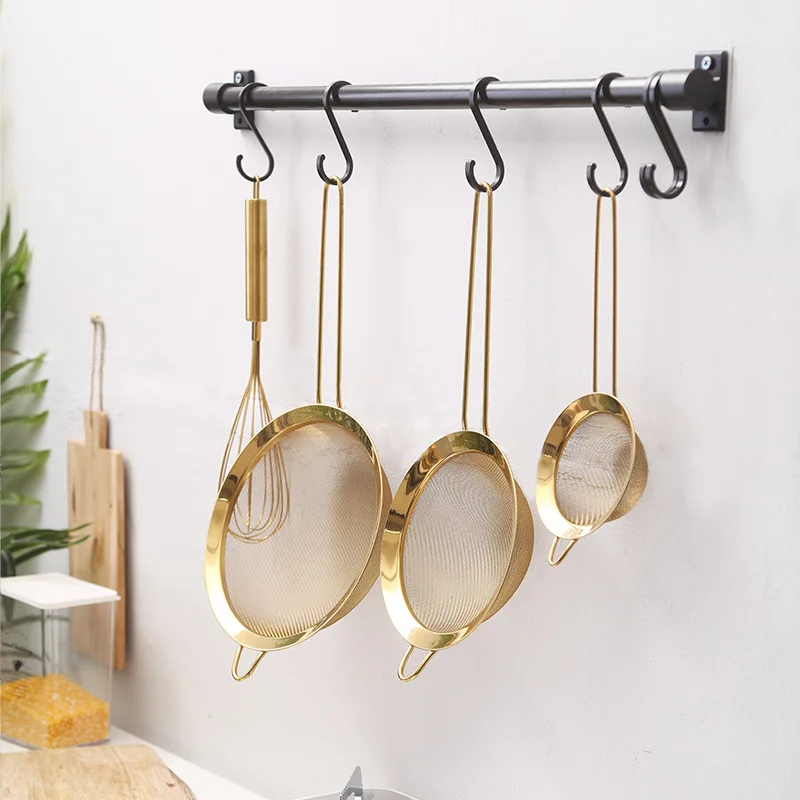 Stainless Steel Gold Mesh Egg Beater Separate Oil Strainer Flour Sifter