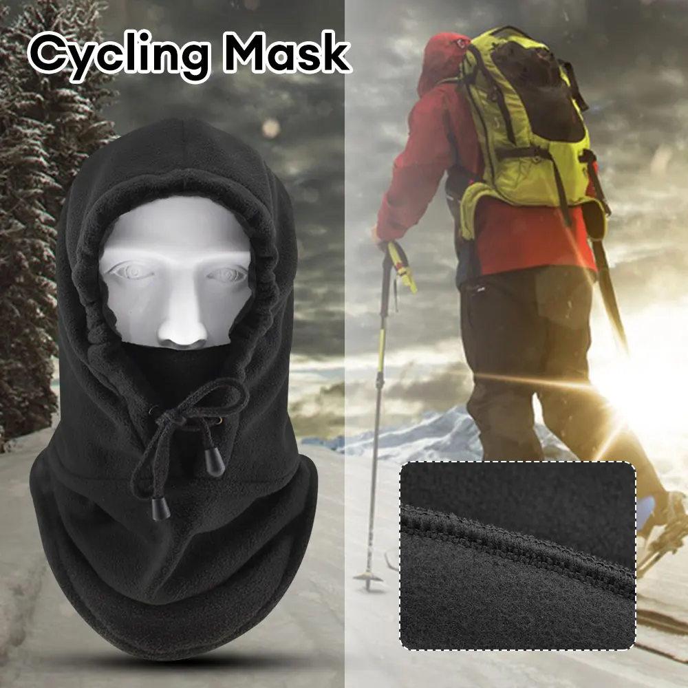 Men's Winter Warm Hat Windproof Outdoor Sports Cold-proof Hat Polyester Plush Thicken Warm Mask for Outdoor Ski Bicycle Hiking