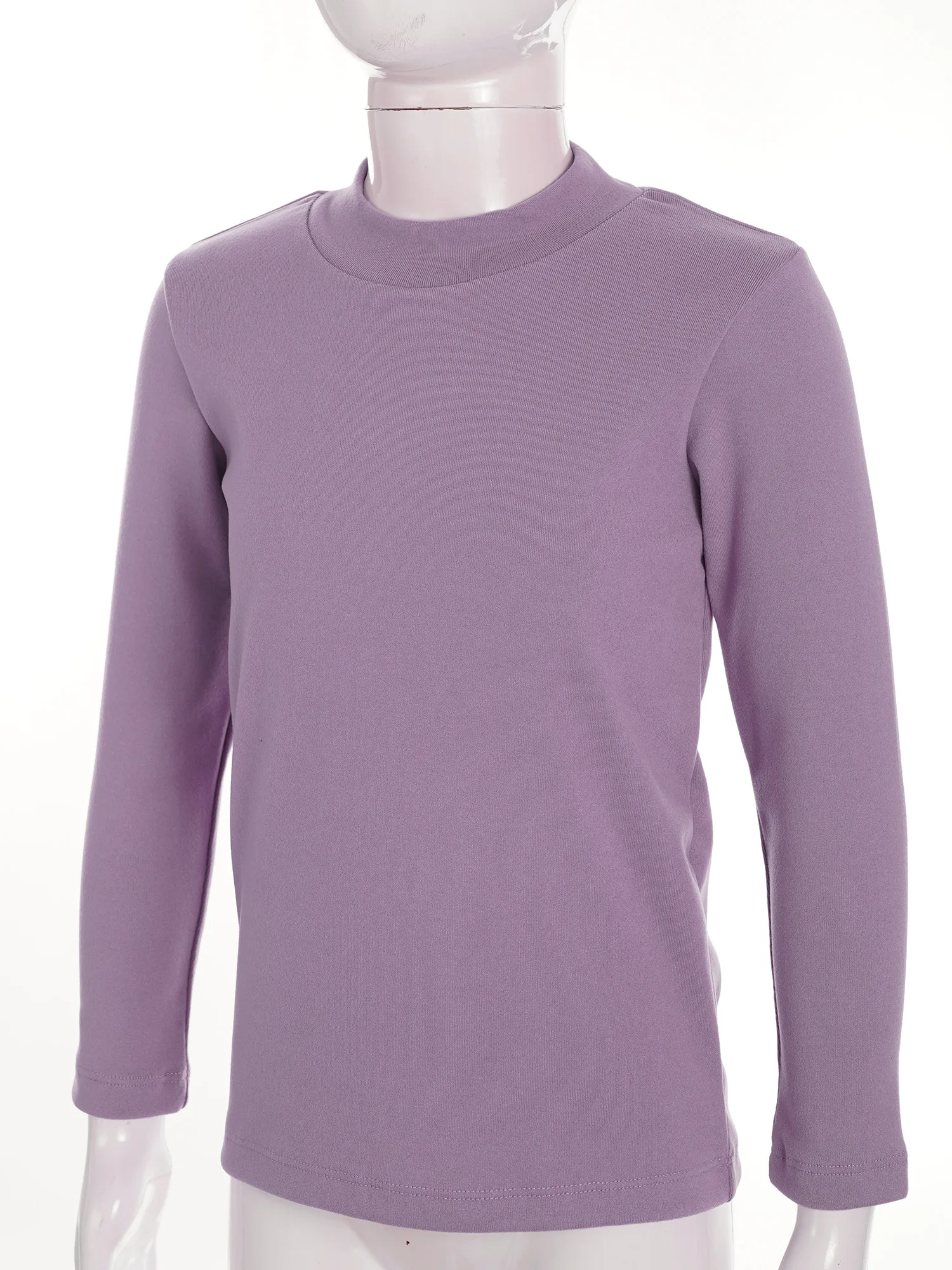 Autumn Winter Kids Girls Solid Color Thermal Shirt Mock Neck Long Sleeve Undershirt Underwear Tops Baselayer Homewear Loungewear