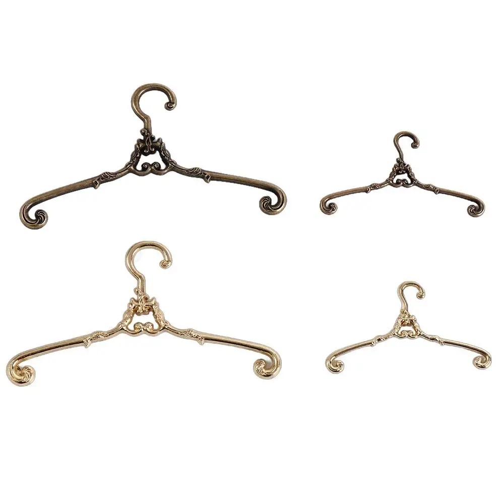5Pcs Metal Doll Clothes Hanger Retro Windproof Mini Coat Hanger Multi Functional 4/6.5cm Dolls Clothes Rack Dollhouse Furniture