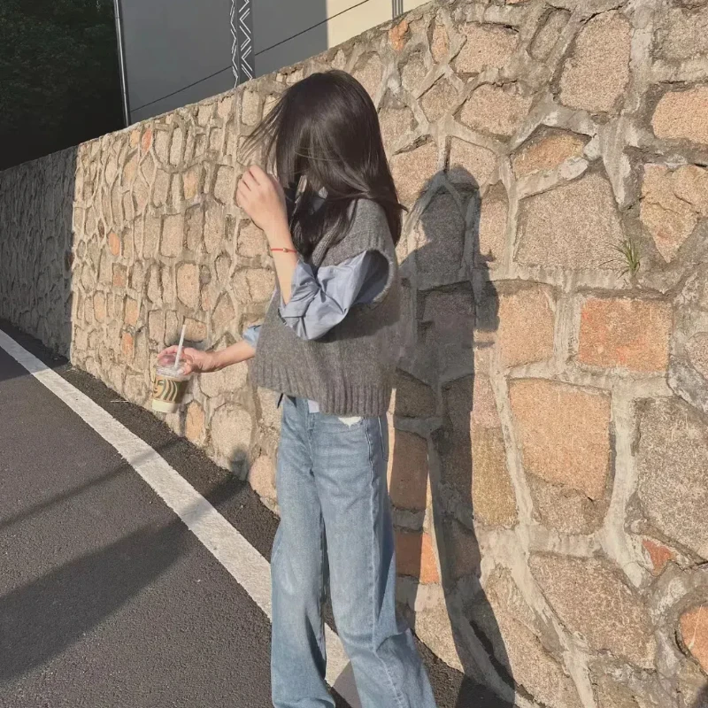 New Fashion Sleeveless Knitted Vest Women's Spring Autumn Winter Casual Sweater Layered Shirt Camisole Vest Women's Top 112