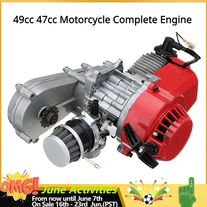 

Мотоцикл 49cc 47cc, полный двигатель, 2-тактный Тяговый стартовый двигатель с переносным ящиком для карманного мини-мотоцикла, квадроцикла, 4 колеса