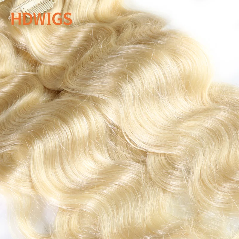 Clip in One Piece Body Wave Brazilian Clips in Human Hair Extension 10inches with 5clips Hair Extension Natural Blond Hairpiece
