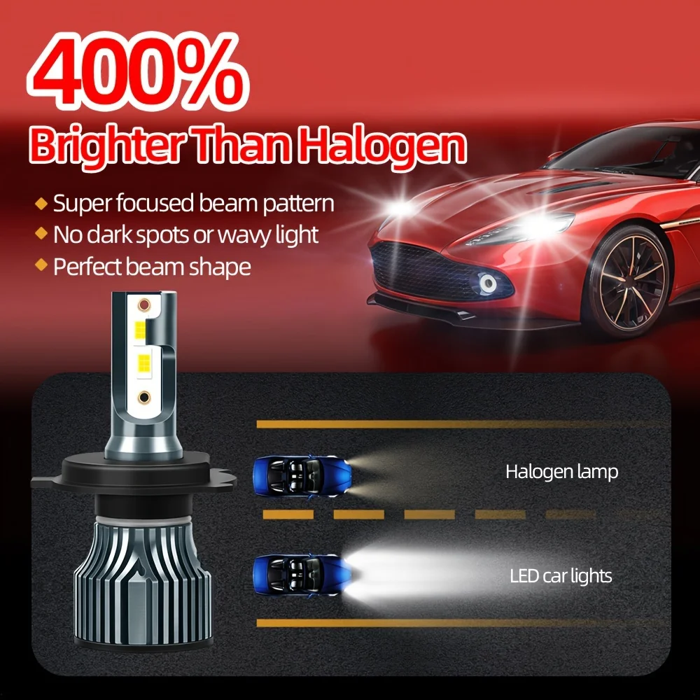 LED 12-24V Plug-N-Play 60000hrs Lifespan 2pcs Fit For Mini Cooper (2015-) High Low Beam 6500K