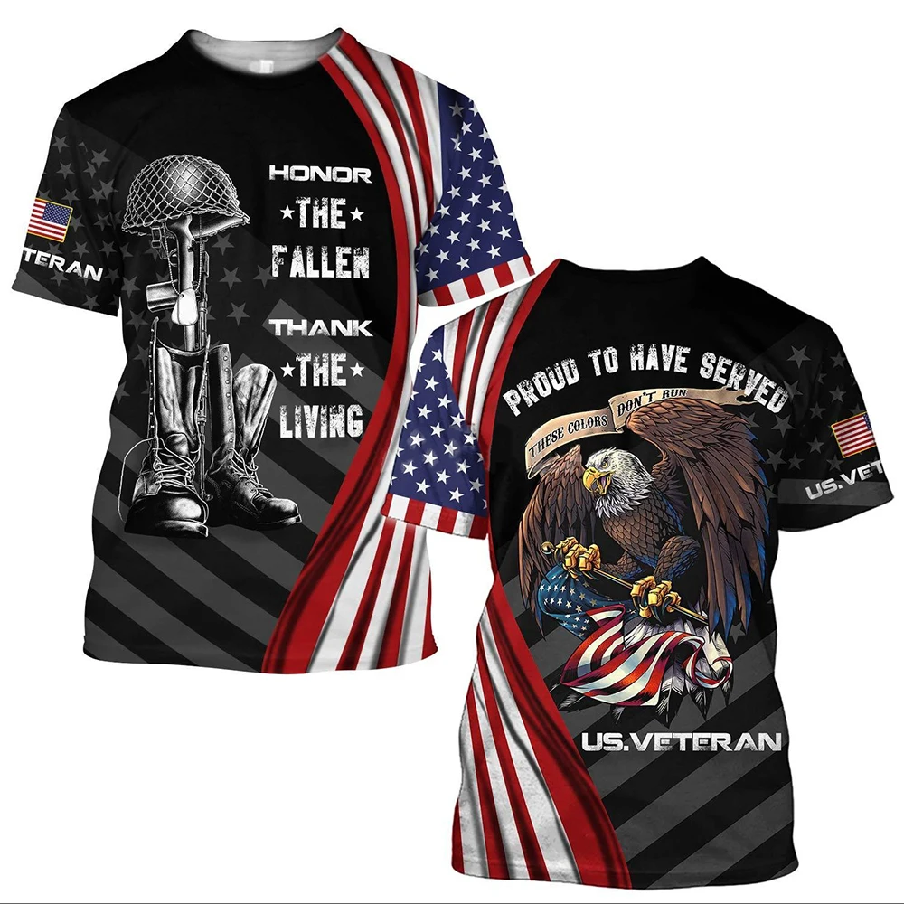 2023 American T shirt Men USA Flag 3d Print T Shirt Fashion Veteran