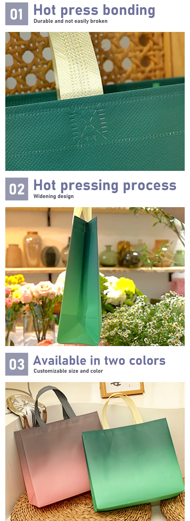 Gradient Color Non-Woven Handbag Clothing Store Party Gift Packaging Bag Wedding Shoppi... - SKU NWH01834 - UGI Packaging