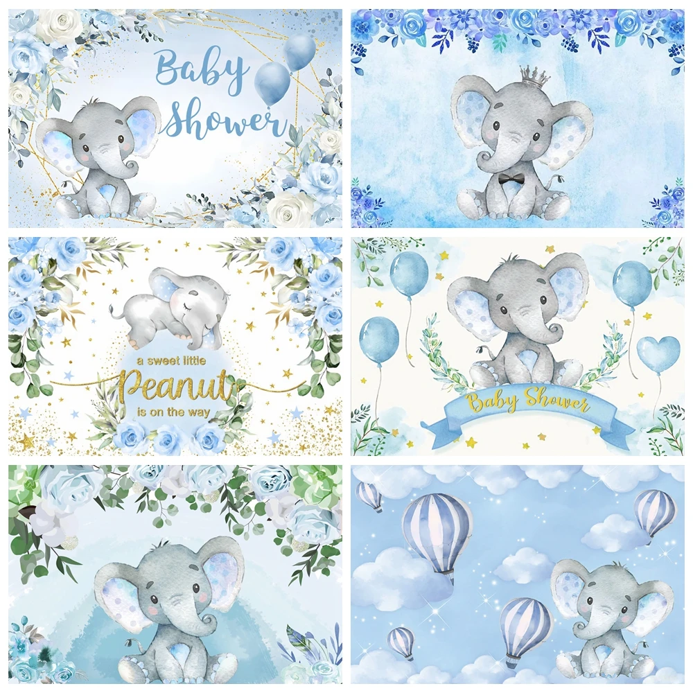 Photo Backdrop Photo Wallpaper Party Decoration Covers Elephant Baby Shower Backdrop For Photography Baptism Boy Girl First Birthday Party Decor Kids Portrait Backgrounds Photo Studio
