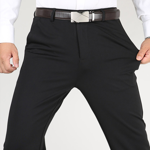 Men's Summer Thin Fashion Business Casual Suit Pants Long Pants Men's Elastic Straight Sleeve Formal Pants Plus Size 28-40