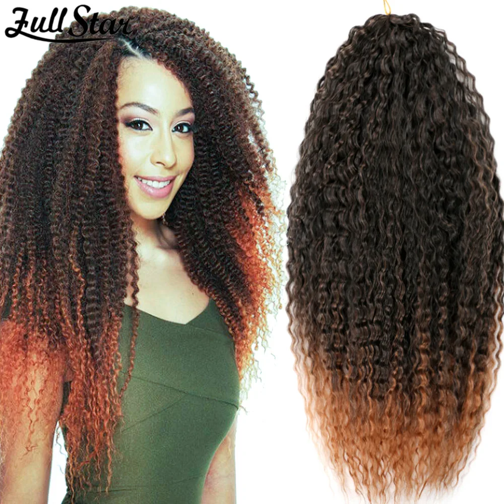 

Full Star 20“ Marley Twist Braiding Hair Crochet Braids Long Afro Kinky Synthetic Hair For BrazilianTwist Hair Black Ombre Brown