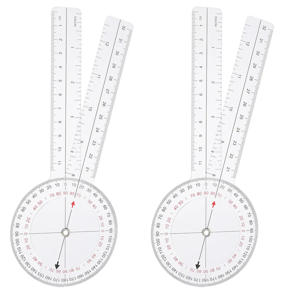 2Pcs 접이식 각도 눈금자 각도계 건축 제도 엔지니어링 페인팅 디자인 작업을 위한 투명한 측정 도구