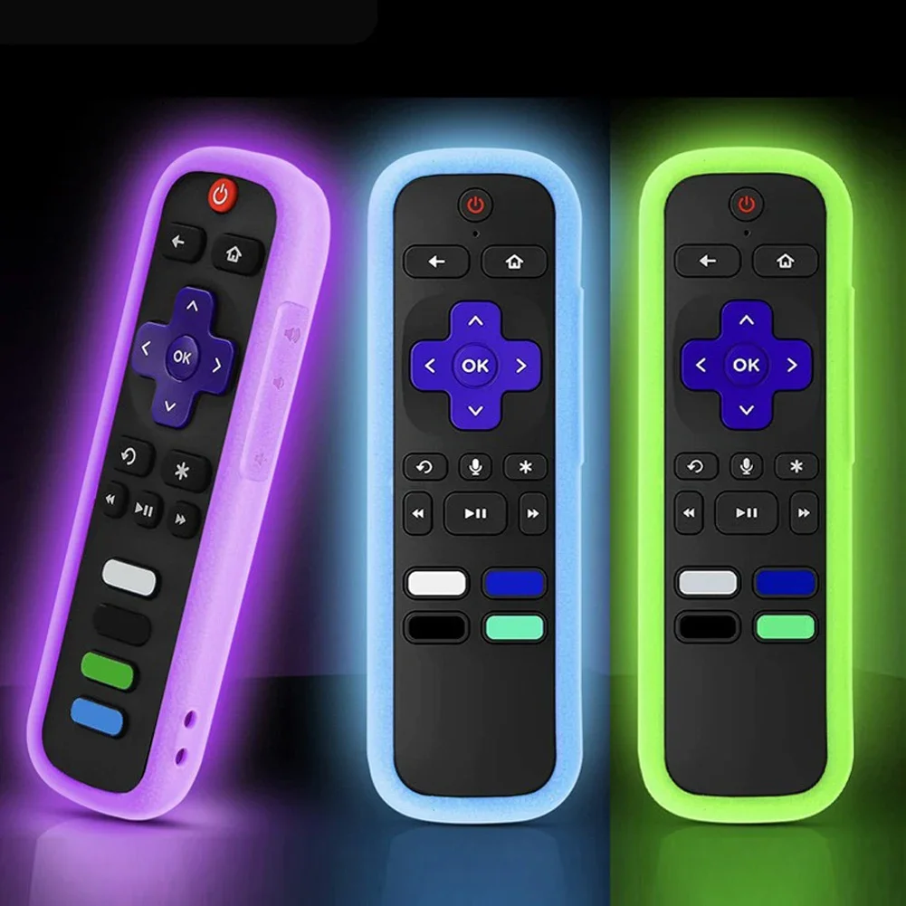 Silicone Remote Cover Luminous with Rope for TCL Hisense Roku TV