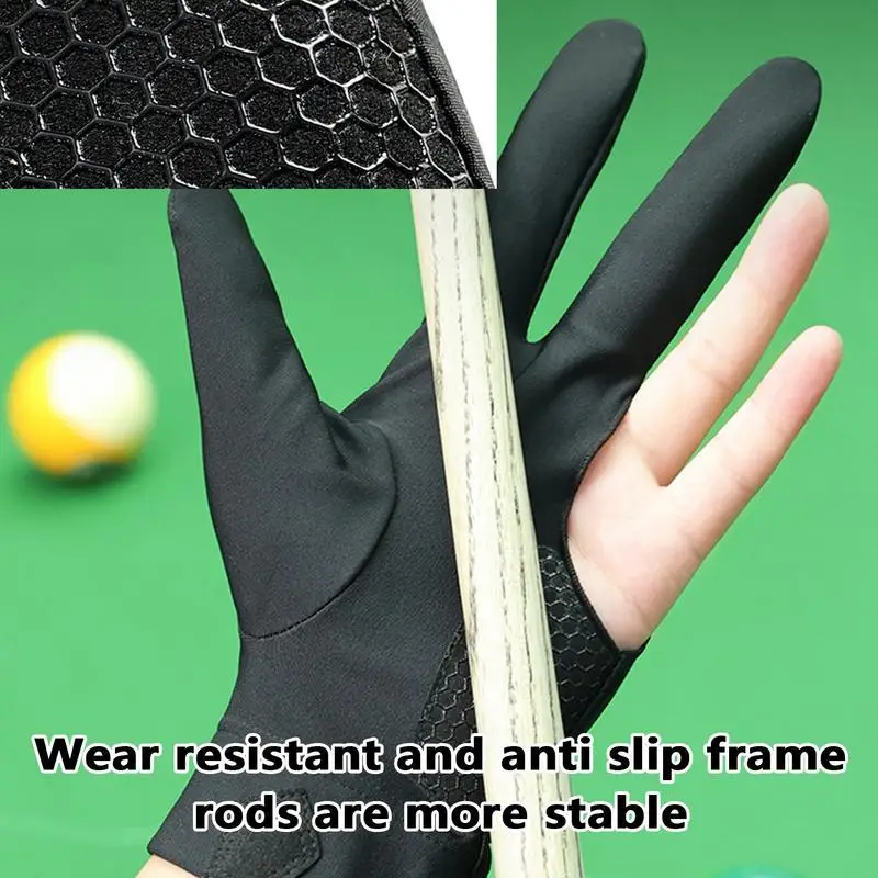 Billiard Gloves Billiards Glove left / right Hand Three Finger Elasticity Snooker Billiard Glove Stickers Billiard Training Gloves Accessories