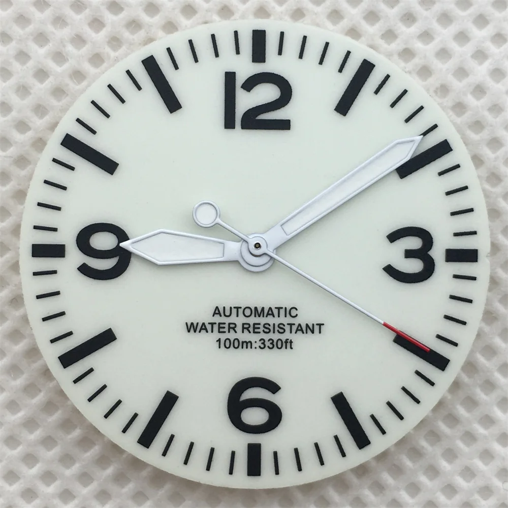 29mm Black and White Full Luminous Dial with Green Luminescence