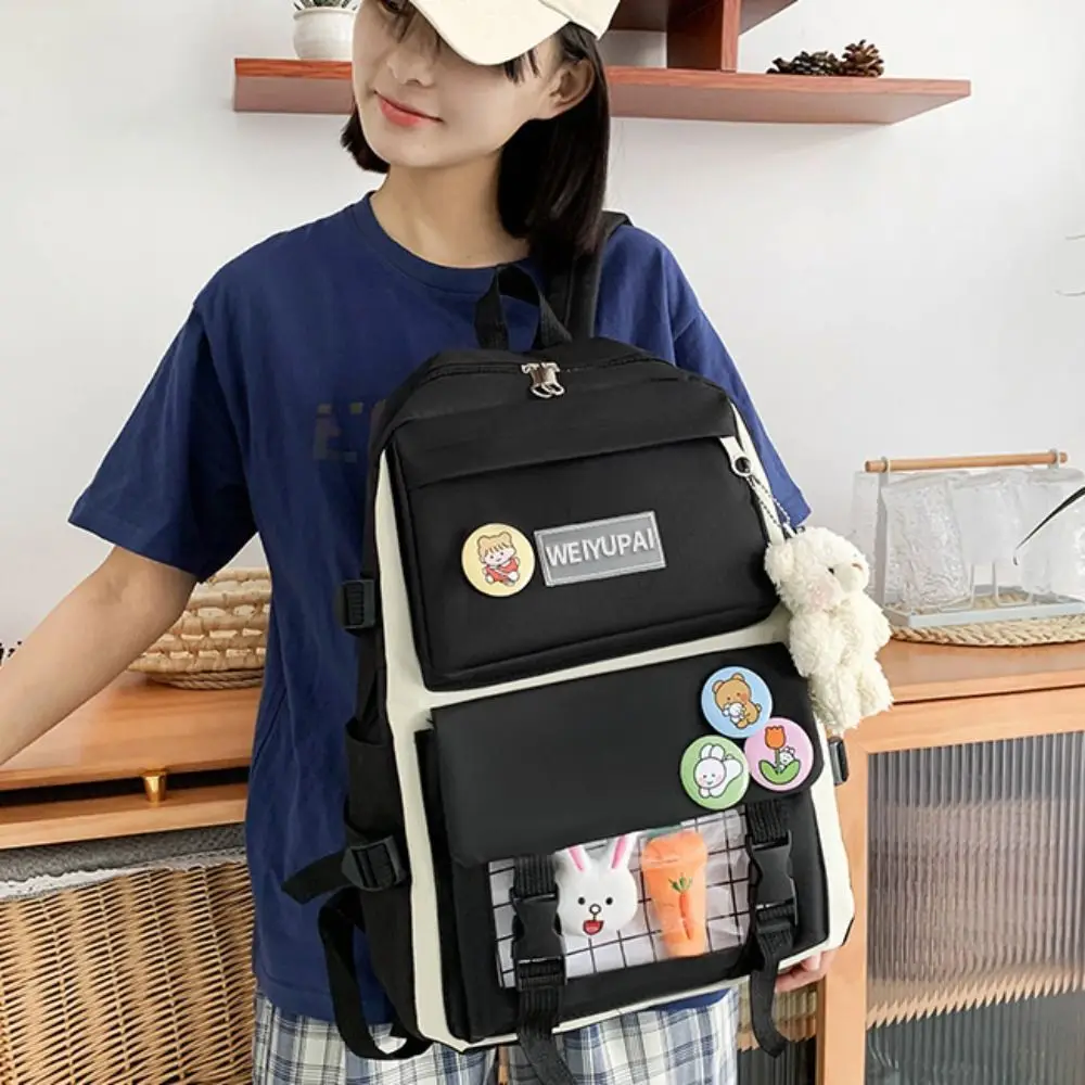 Casual Nylon Large Capacity Bags Simple Commute Badge Shoulder Backpack A Set of Four Schoolbag Korean Style School Bag Kids 1