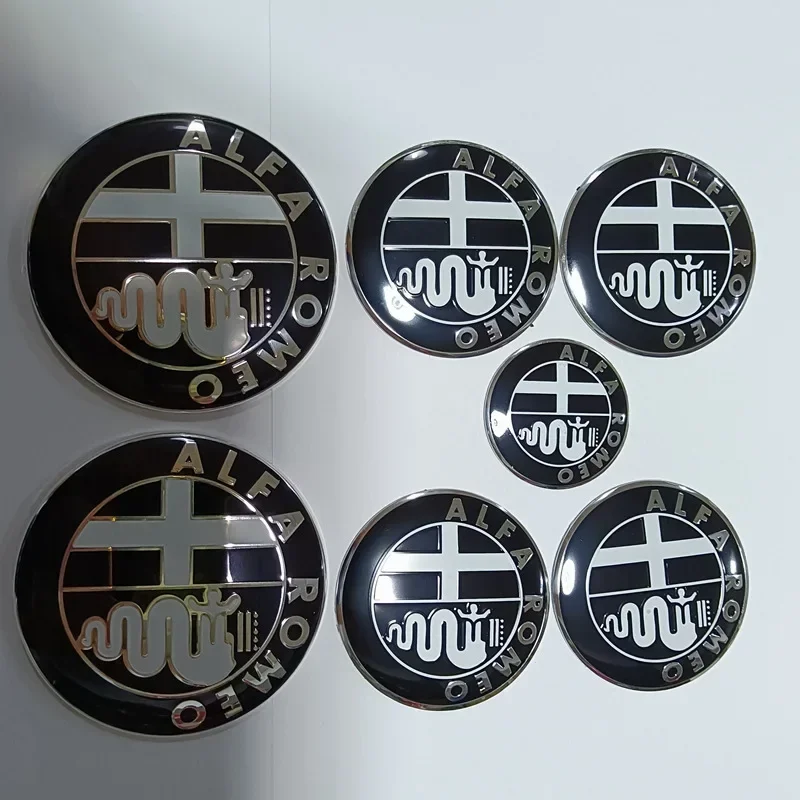 Alfa Romeo Car Badge and Emblem Sticker Set for Hood, Trunk, and Steering Wheel