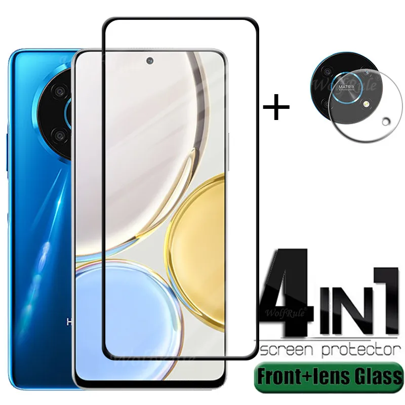 4in1 For Huawei Honor X9 5G Glass For Honor X9 Tempered Glass 9H HD Full Glue Cover Screen Protector For Honor X9 X8 Lens Glass