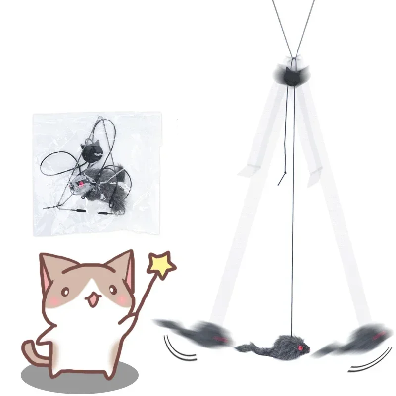 Simulation Mouse Cats Toy Self-hey Hanging Door Retractable Cats Stick Scratch Rope Interactive Toy door hanging cat toy