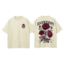 Elegant Red Roses Graphic Cotton Men's Oversized T - Shirt - Casual Loose Fit, Breathable Short Sleeve Tee - XXL (1)