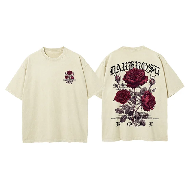 Roses rouges enveloppées de rubans impression vêtements hommes coton respirant t-shirt vêtements surdimensionné décontracté ample T-Shirts à manches courtes 1