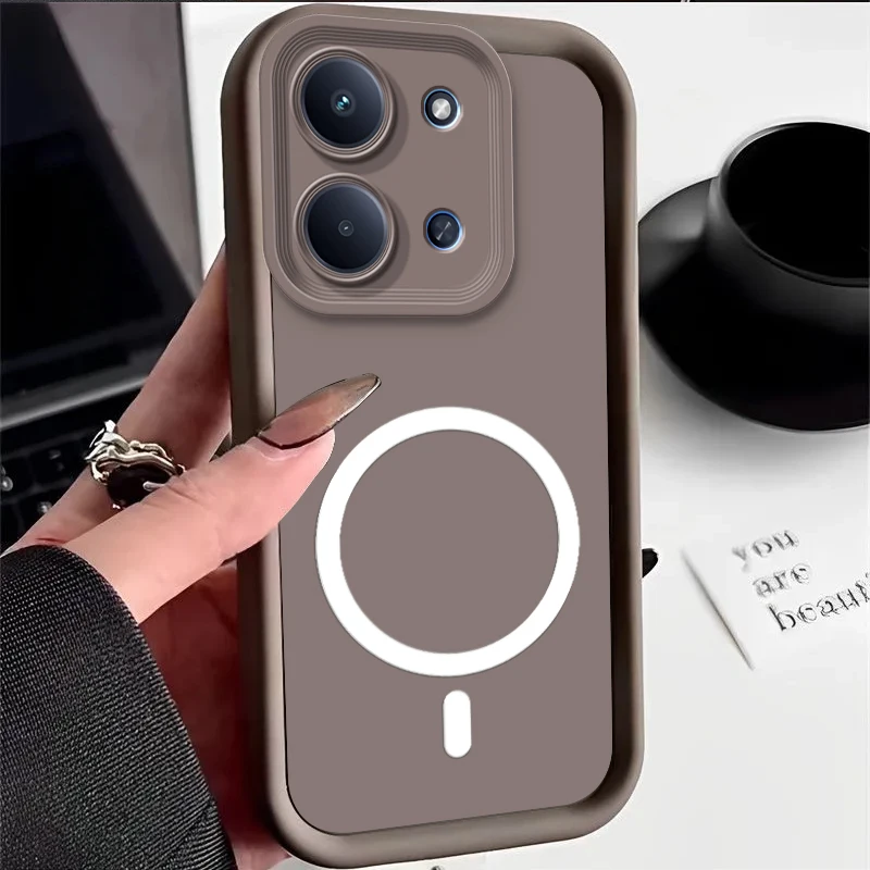 Telefon Fall Für Xiaomi Redmi 15C Redmi 15C 4G 2025 Fall Mit Magnetische Aufkleber Candy Farbe Weiche Silikon Schützen zurück Abdeckung Stoßstange