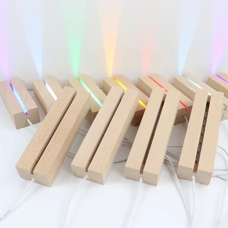 조명 액세서리 5mm Led 라이트베이스 나무 디스플레이 스탠드 아크릴 수지 테이블 램프에 대 한 USB 케이블로 따뜻한 흰색 RGB 조명 DIY
