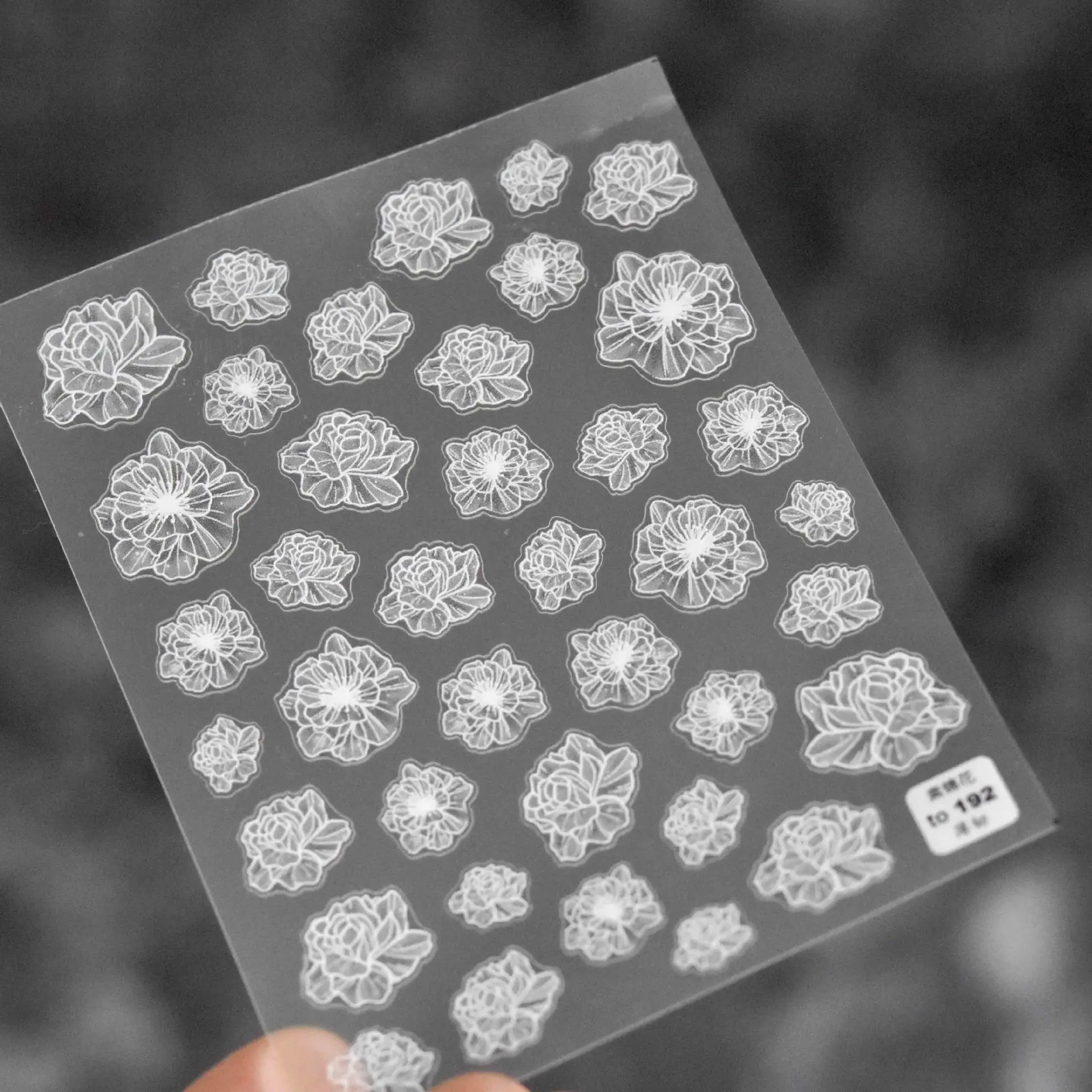 

3D Nail Sticker Flower White Transparent Press on Nails Art Stickers Sliders Adhesive Decas Manicure Wraps Accessories