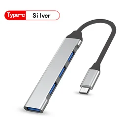Compact 4 - Port USB Hub with High - Speed Data Transfer for Laptops and Computers (Type - C Black Silver)