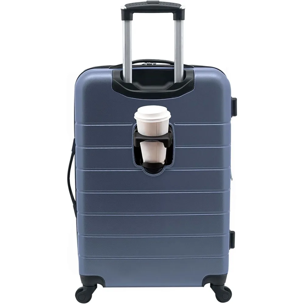 

Wrangler Smart Luggage Set with Cup Holder and USB Port, Navy Blue, 20-Inch Carry-On