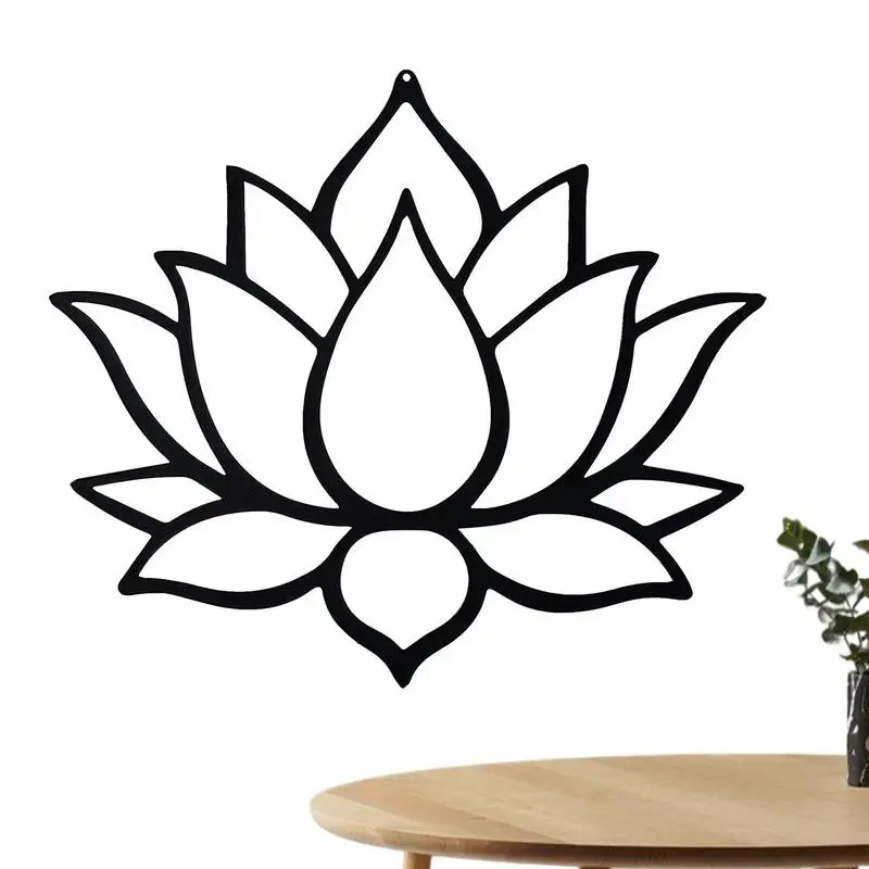

Metal Floral Sculpture Wall Flower Sticker Figurines Wall Art Flower Ornament Lotus Pendant Decor Flower Wall Sign Vintage Decor