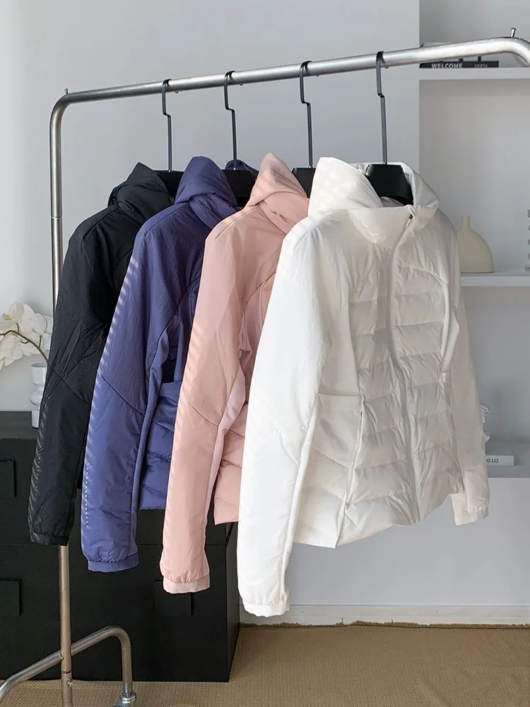 Golf fleece velvet warm coat for women outdoor sports stand collar hooded jackets female long sleeve windproof windbreaker