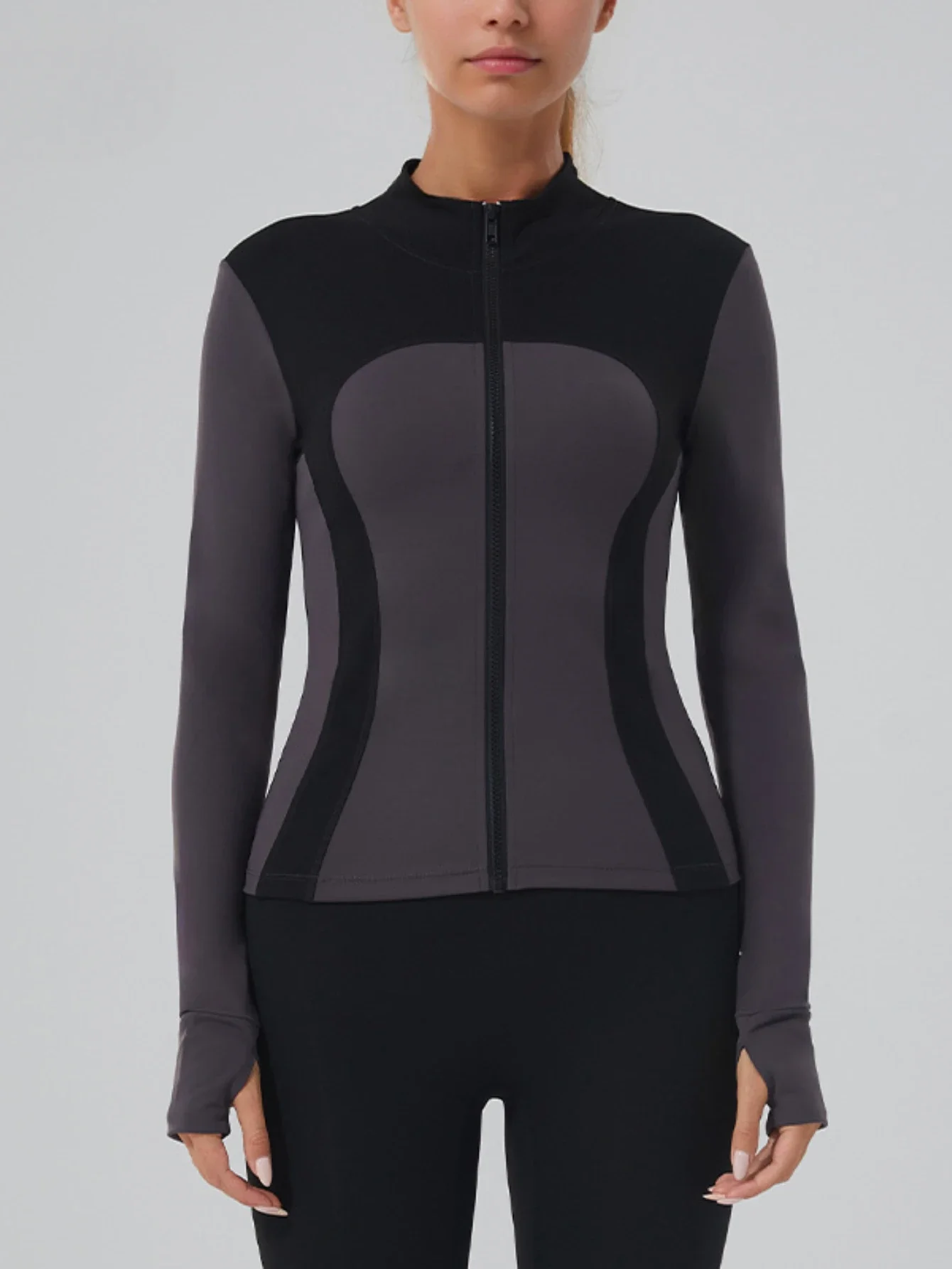 Yoga Shirt Coat Women's Long Sleeve Sports Jacket Zipper Stand Collar Fitness Quick Drying Tight Running Training Wear T4882