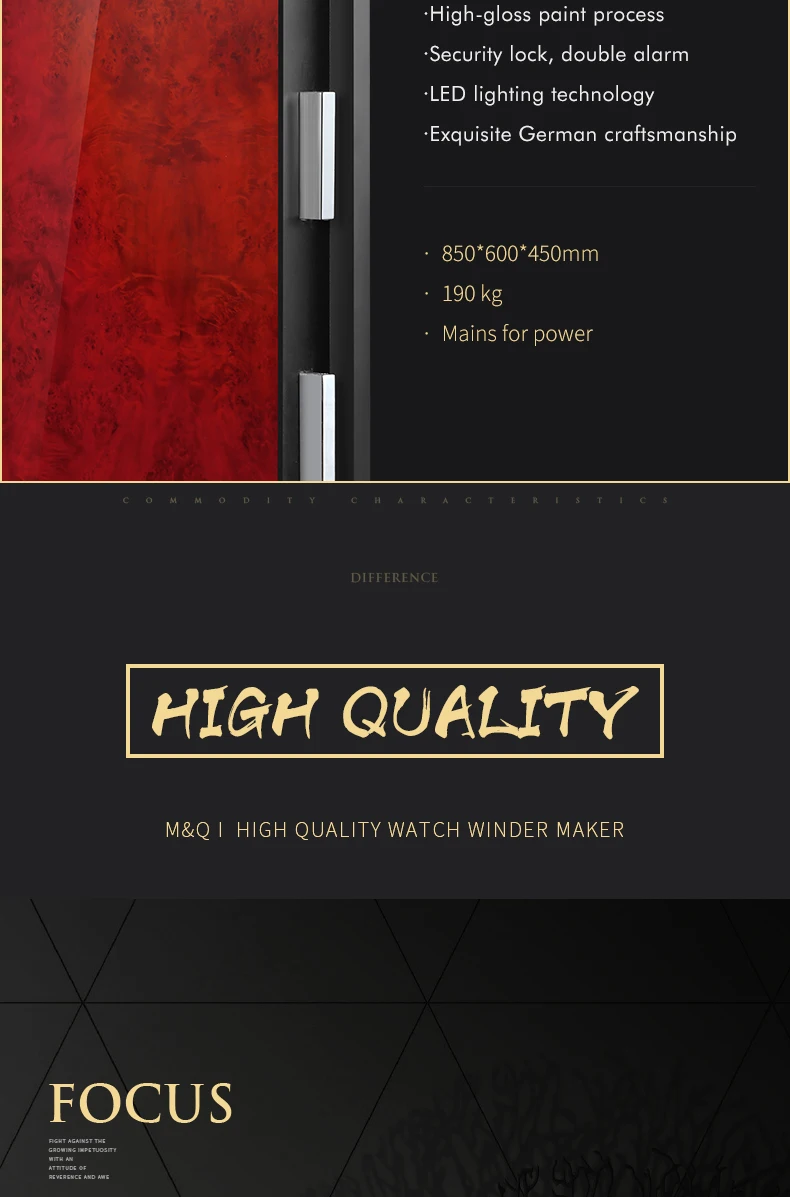 S8854940532b842f0bfa45e40b692fb08D High quality watch winder safe box electronic fingerprint lock custom interior jewelry safe box