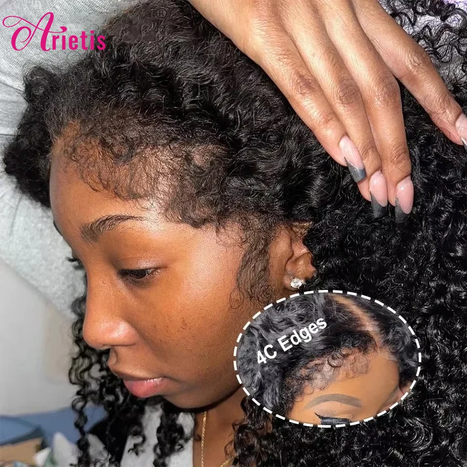 Clearance 4c Edges Kinky Curly Baby Hair Human Hair Wig 13x6 13x4 Deep Wave Lace Front Human Hair Wigs For Women Raw 16-36 Inch