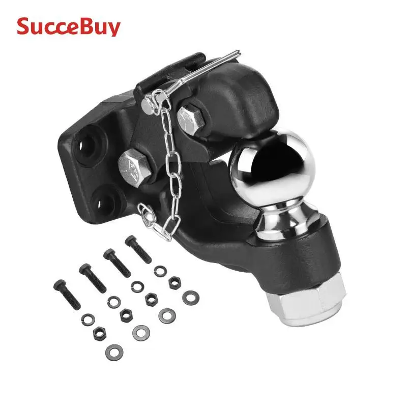 SucceBuy 20000/30000Lbs Pintle Hook Trailer Receiver Hooks Combination 2-5/16in Hitch Ball fits 2.5-3in Lunette Ring for Truck