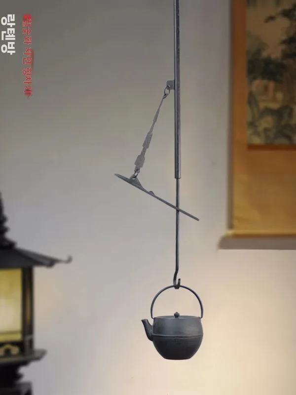 중간 크기 철제 찻주전자 걸이, 선(禪) 스타일 다도 용품, 차 공간 장 철제 웍..