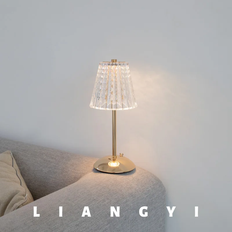 Хрустальная лампа в стиле постмодерн с сенсорным управлением, меняющий цвет, романтический бар, атмосферный акриловый ночсветильник с подзарядкой от USB