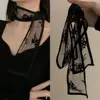 New Y2k Flower Lace Neck Strap Sweet Transparent Hair Band Neckerchief Long Ribbon Dressing Decoration Head Scarf