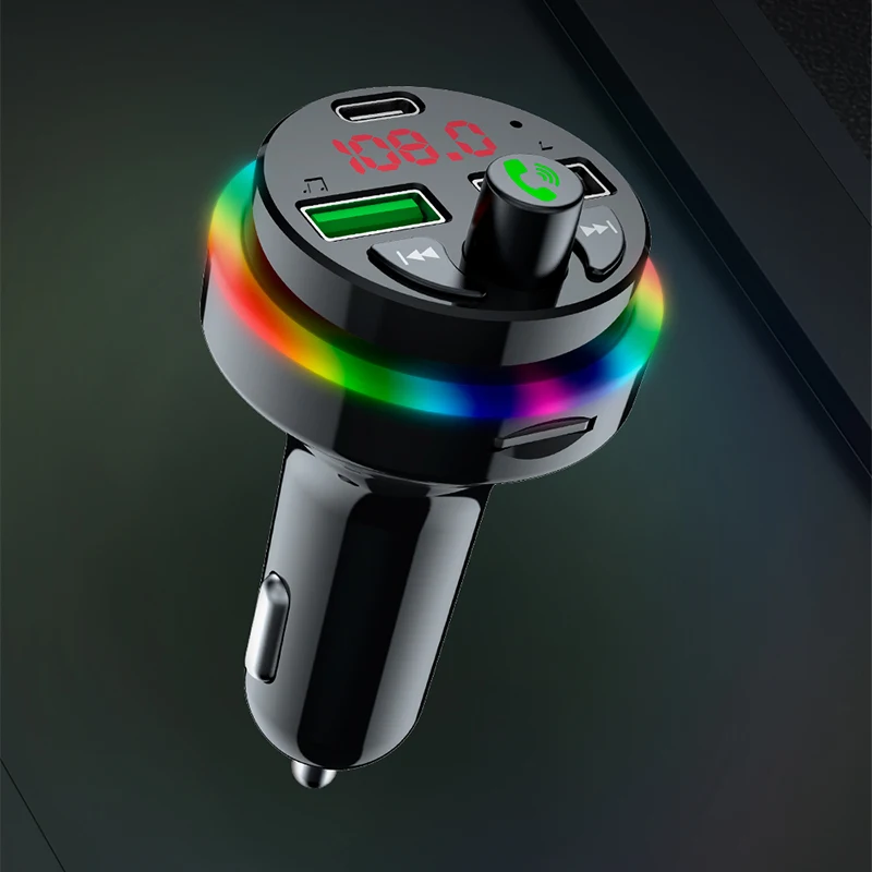 Upgrade Car Bluetooth Player FM Transmitter Music Receiver MP3 Fast Charger 12-24V Vehicle Mobile Phone Cigarette Light