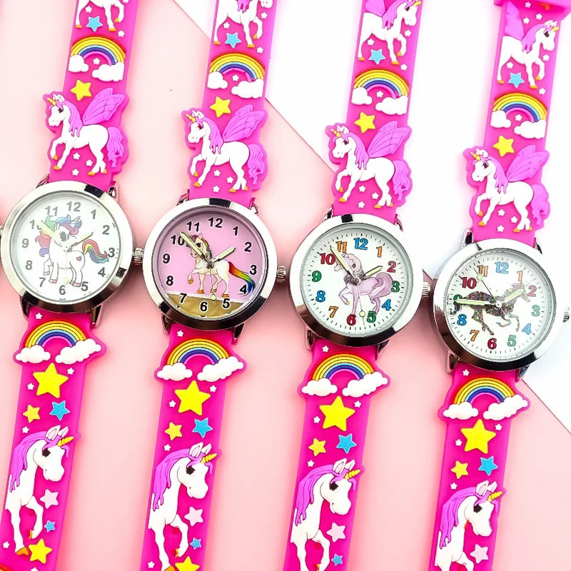 

Rainbow Unicorn Child Watch Colorful Silicone Electronic Quartz Children Watch Kawaii Luminous Birthday Gift Wristwatch For Girl