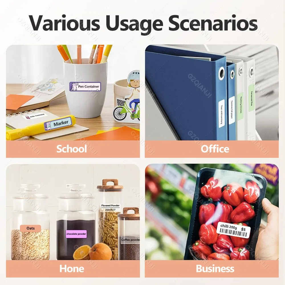 3Rolls HPRT Q2 Label Printer Paper Sticker Colorful Tape 12-15mm Waterproof as D110 Thermal Pure White Adhesive Paper for H11 Q2