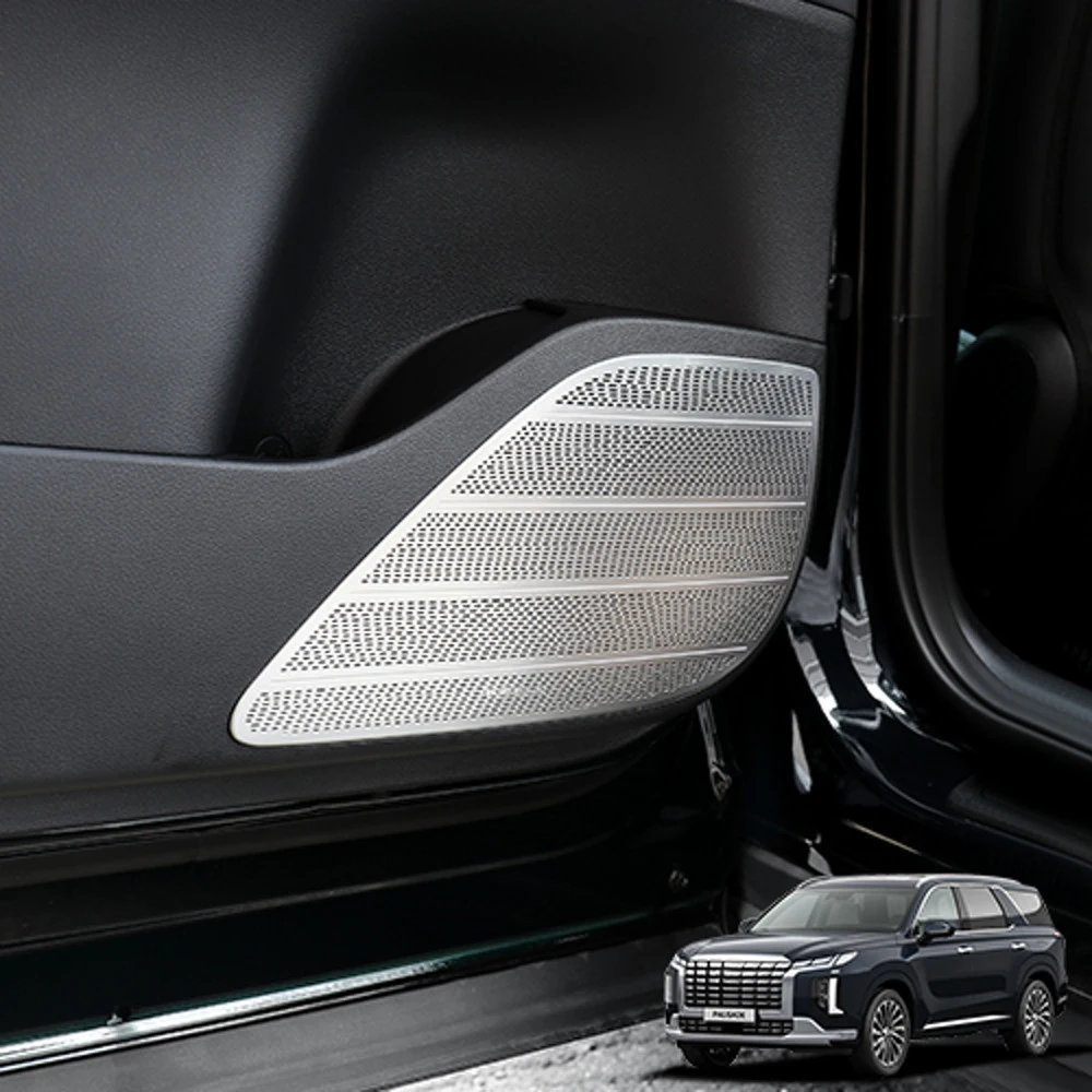 2pcsStainlessSteelSilverRearDoorAudioSpeakerCoverForHyundai