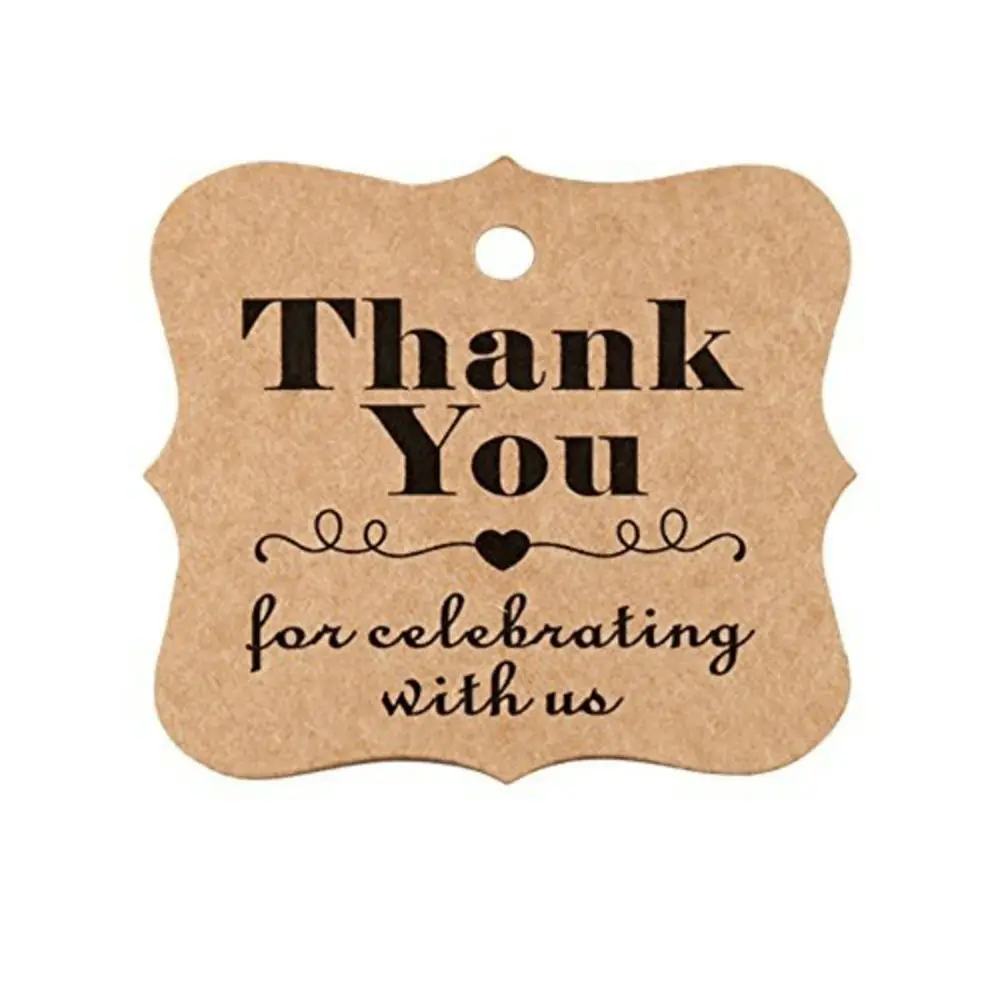 Lot De 200 Mini étiquettes De Remerciement En Papier Kraft 7x2cm Avec Ficelle - Pour Cadeaux Mariage, Anniversaire