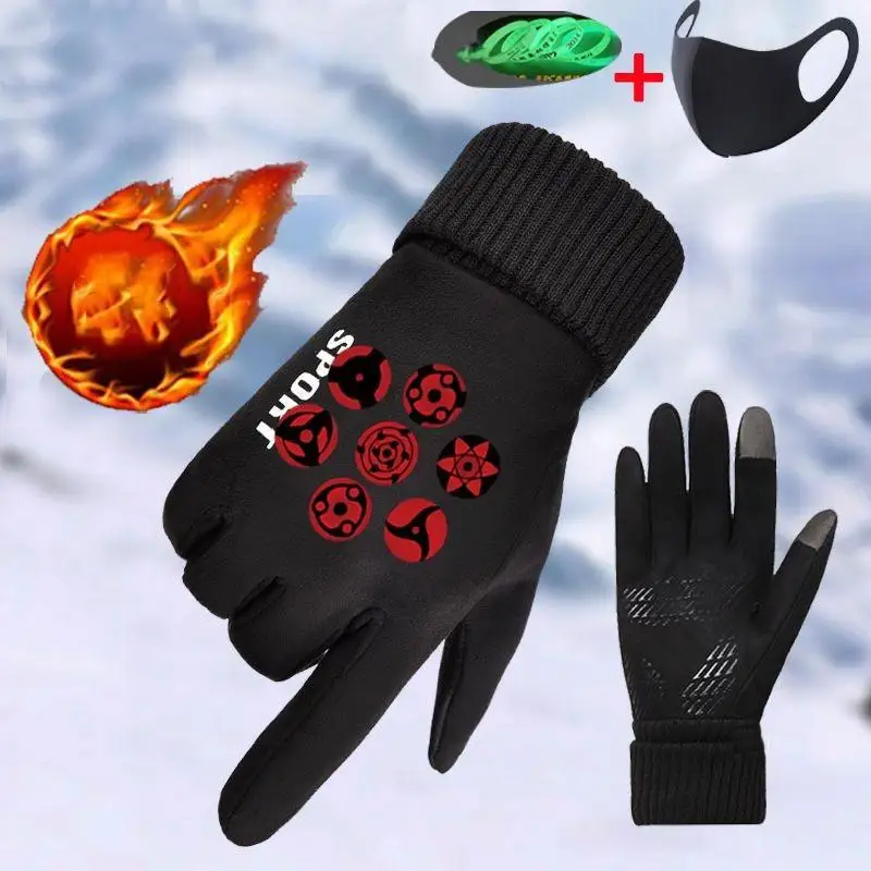 

Cartoon Anime Naruto Gloves Cycling Full Finger Gloves Winter Anti-Slip Warm Outdoor Sports Cycling Gloves Accessories Gift